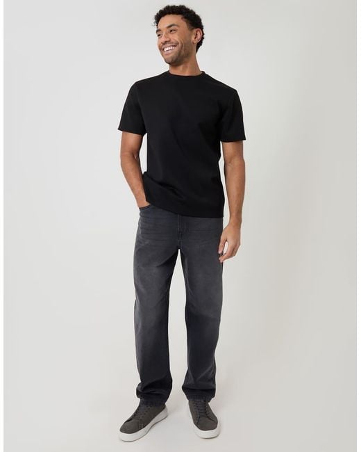 Threadbare Black Regular Fit Crew Neck T-Shirt for men