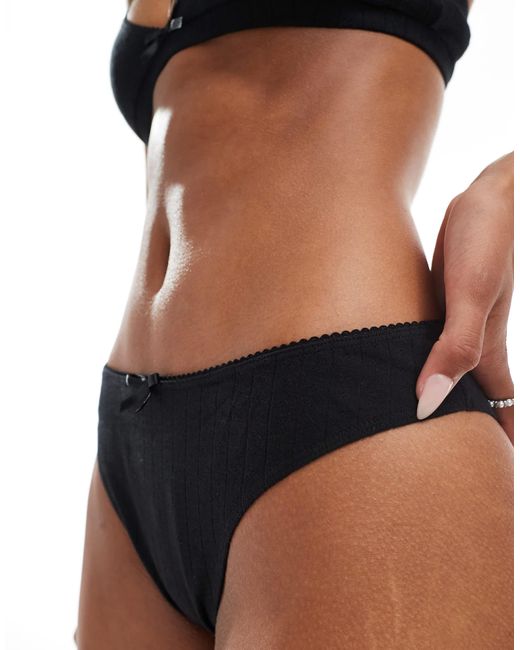 The Frolic Black Exclusive Pointelle Low Rise Brief Co-ord