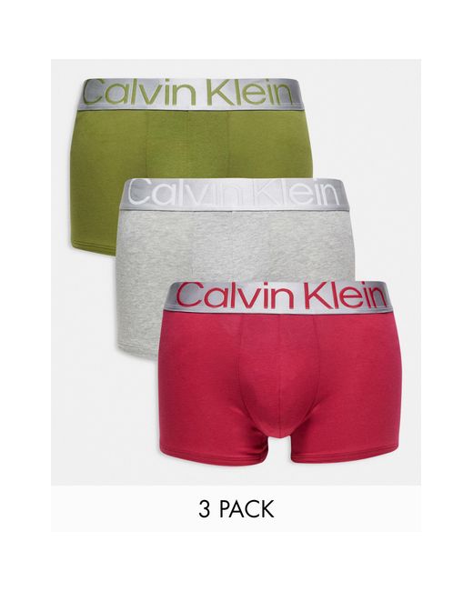 Calvin Klein Multicolor Steel 3-pack Trunks for men