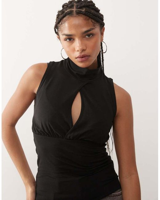 Weekday Black Turtle Neck Top With Cut Out Detail