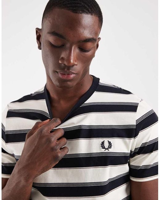 Fred Perry White Fine Stripe T-shirt for men