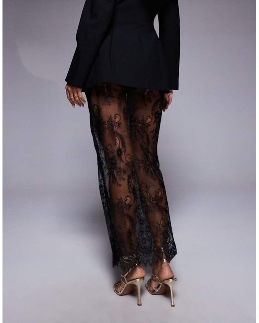 ASOS Blue Delicate Sheer Lace Maxi Skirt