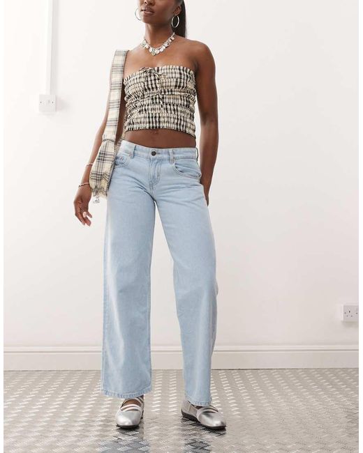 Motel Blue Parallel Leg Low Rise Jeans