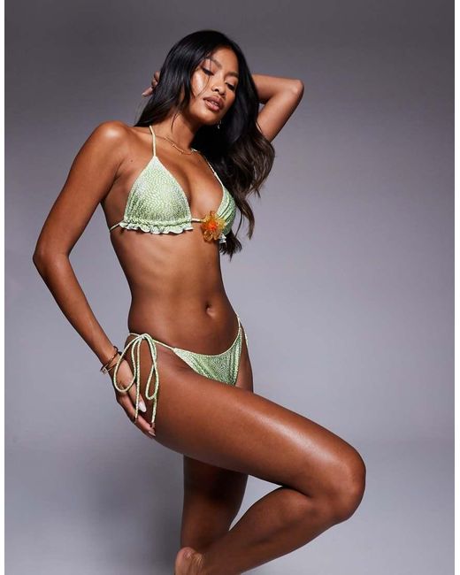 South Beach Green Tie Side Bikini Bottom
