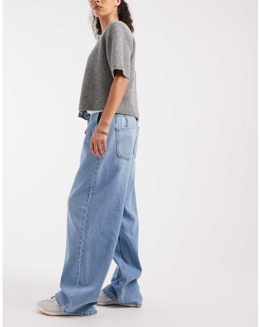 ONLY Blue Wide Leg Pull-on Jeans