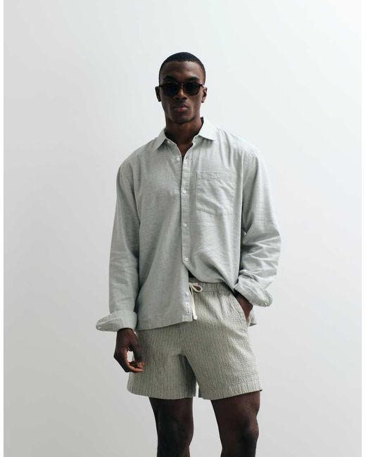 Hollister Gray Pull On Seersucker Shorts for men