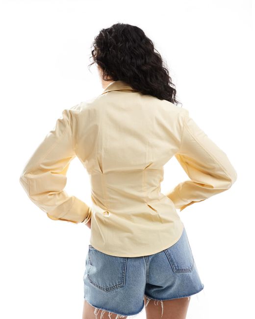 ASOS White Ruched Wrap Shirt With Cocoon Sleeve