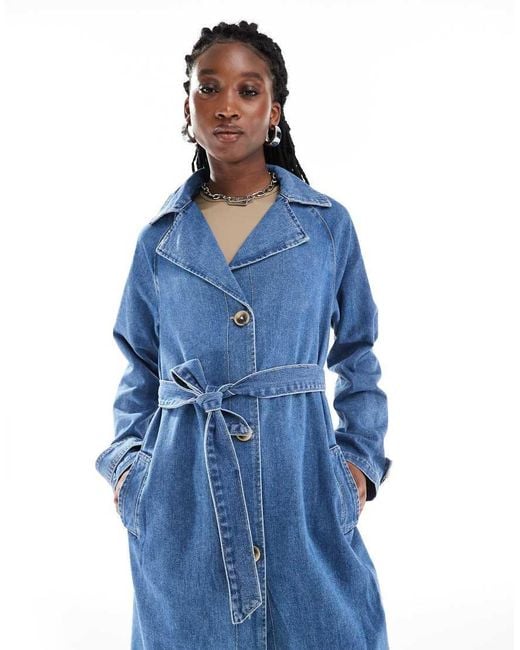 ONLY Blue Belted Denim Trench