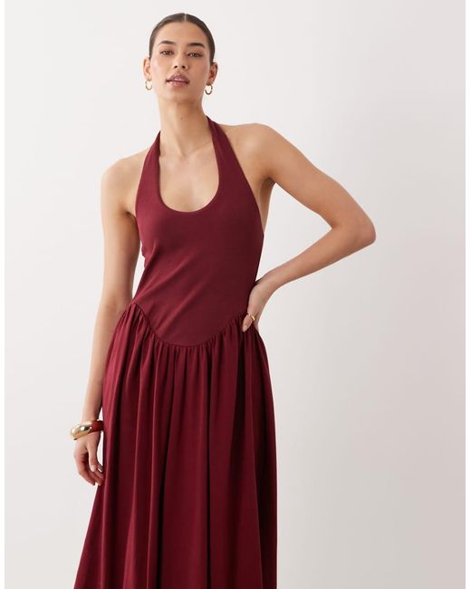 ASOS Red Bubble Hem Midi Dress