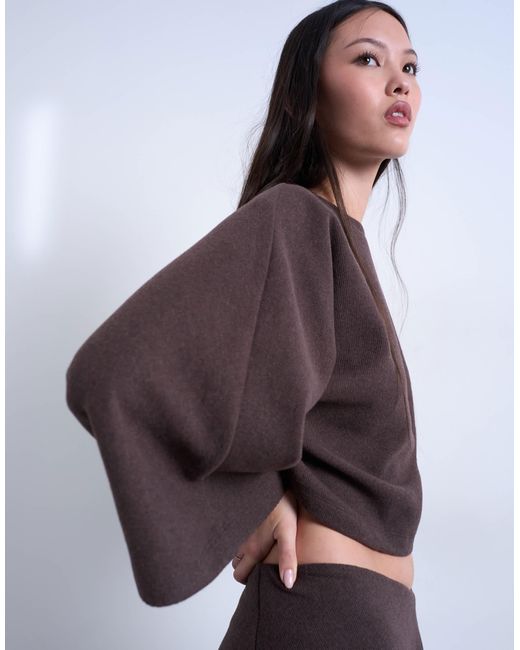 TOPSHOP Purple Soft Touch Super Wide Crop Sleeve Tee Co-Ord