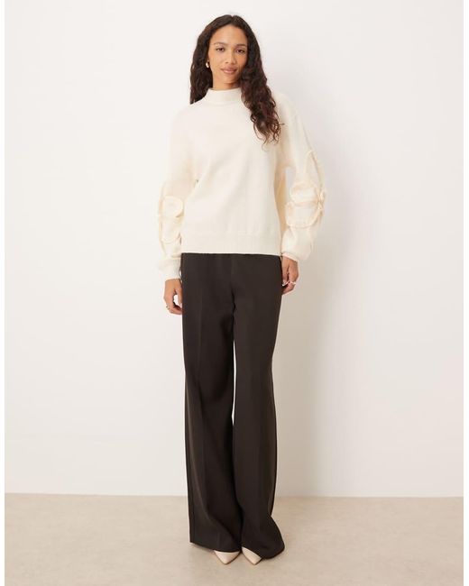 Lovedrobe Natural Satin Applique Long Sleeve Jumper