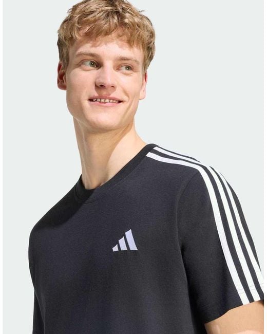 Adidas Originals Gray Essentials 3-Stripes Single Jersey Left Chest Branded T-Shirt for men