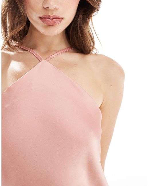 Vila Pink – neckholder-camisole aus satin