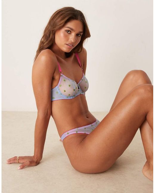 Dora Larsen Brown Betty Tulle Heart Embroidered Underwired Bra