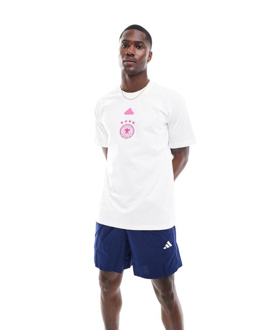 Adidas Originals White Adidas Football Germany Travel T-shirt for men