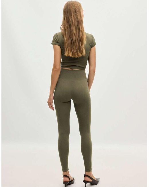 Stradivarius Green High-Waist Seamless Leggings