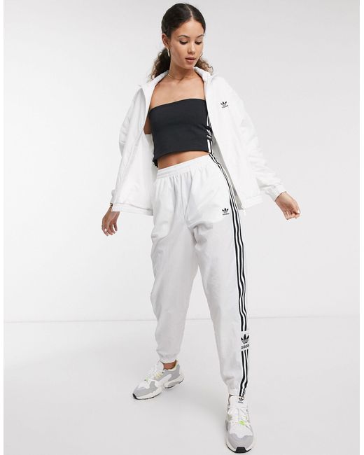 Adidas Originals White Adicolor Locked Up Logo Track Pants
