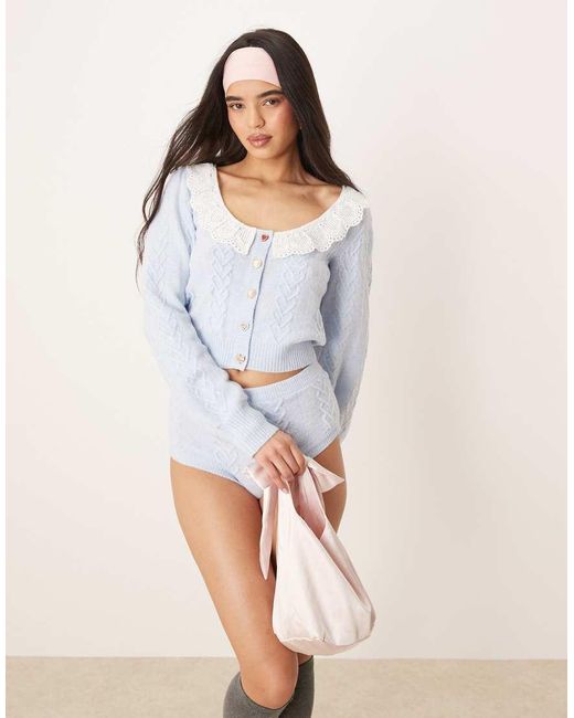 Cárdigan De Punto De Ochos Cupid De (Parte De Un Conjunto) For Love & Lemons de color White