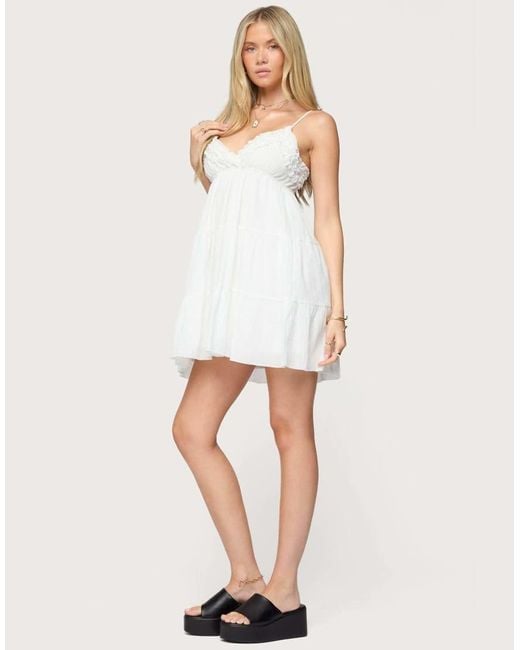 Edikted White Bianca Ruffle Tiered Babydoll Dress