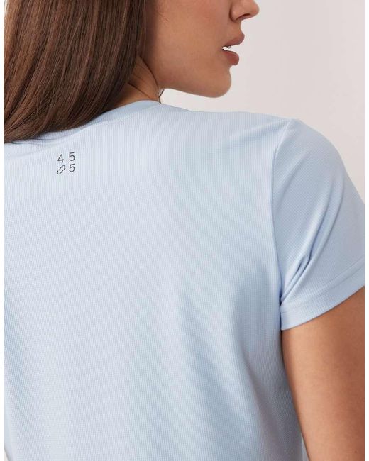 4505 Blue Engineered Performance Waffle Cropped Running T-shirt With Quick-dry Finish