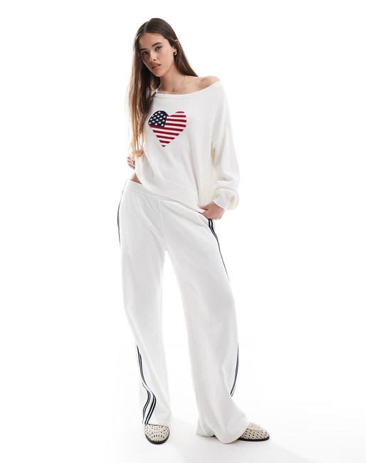 Hollister Ruimvallende Sweater Met Lange Mouwen En Usa-Hartprint in het White