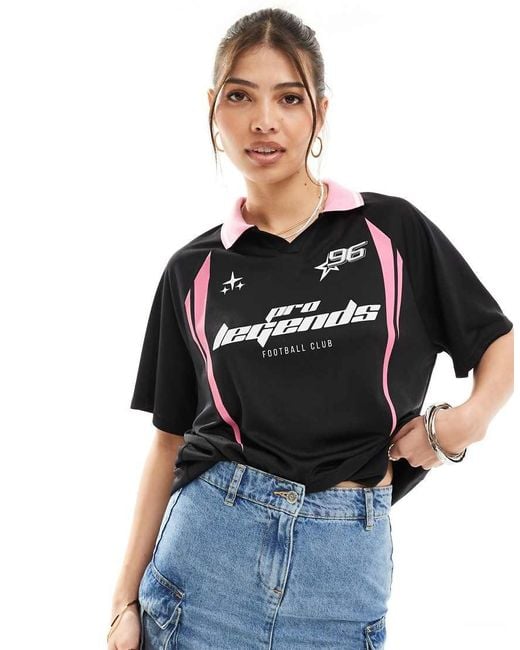 Bershka Black Oversized Football Shirt