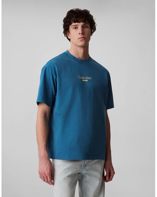 Calvin Klein Blue Relaxed Fit Logo T-shirt for men
