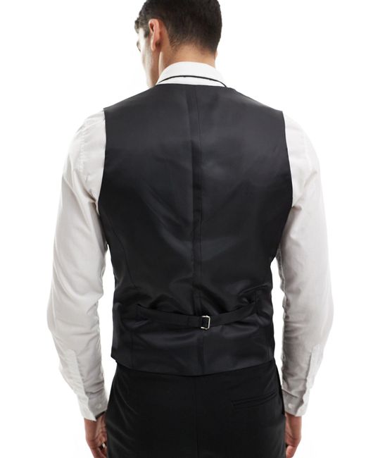 ASOS Black Double Breasted Skinny Suit Waistcoat for men