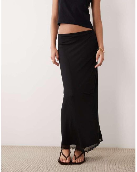 ASOS Midi Rok Van Mesh in het Natural