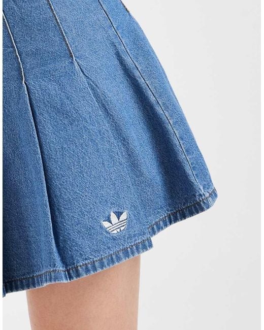 Adidas Originals White Denim Pleated Skirt