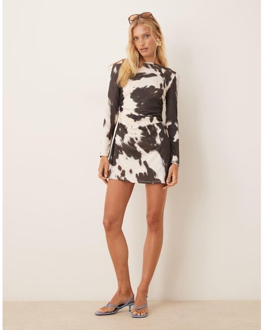 ASOS Natural Fit And Flare Long Sleeve Mini Dress