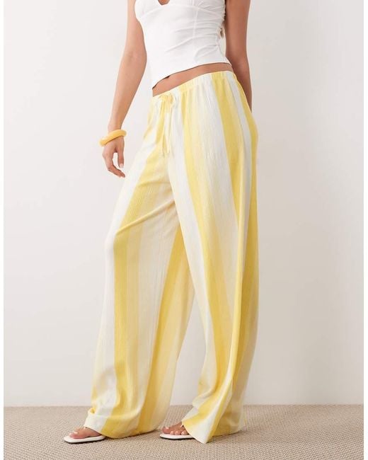 ASOS Natural Co-ord Wide Leg Texture Trouser