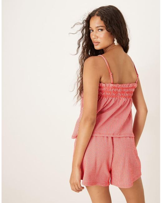 Gina Tricot Pink Co-Ord Textured Ruffled Edge Shorts