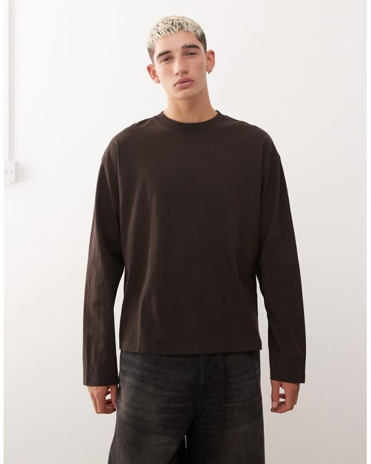 Great - t-shirt à manches longues coupe carrée - marron Weekday pour homme en coloris Black