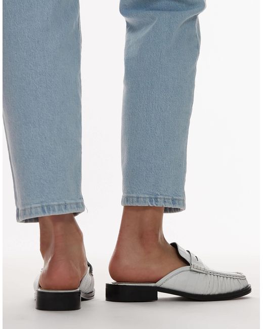 TOPSHOP Blue – anna – flache pantoletten aus leder