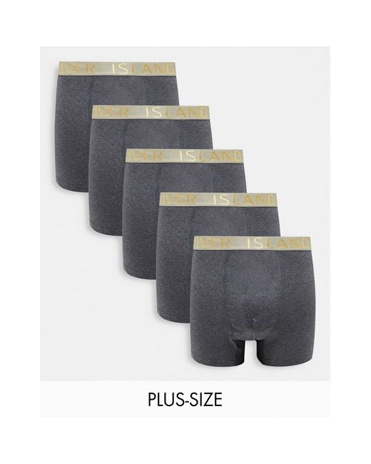 River Island Gray River Island Big & Tall 5 Pack Of Trunks for men