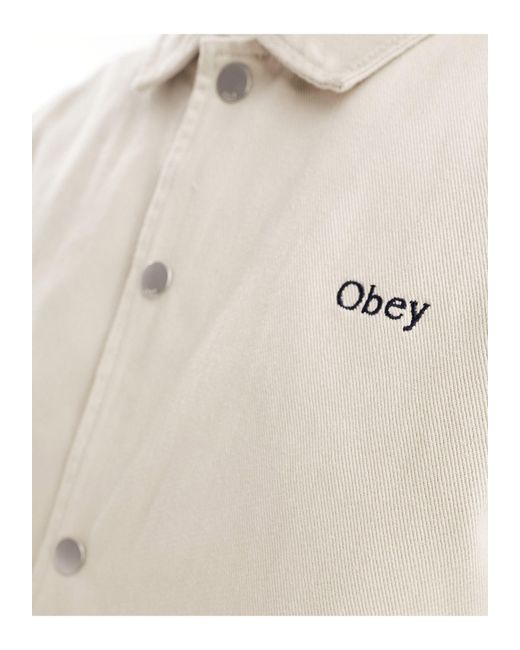 Obey Natural Unisex Denim Varsity Jacket With Back Logo