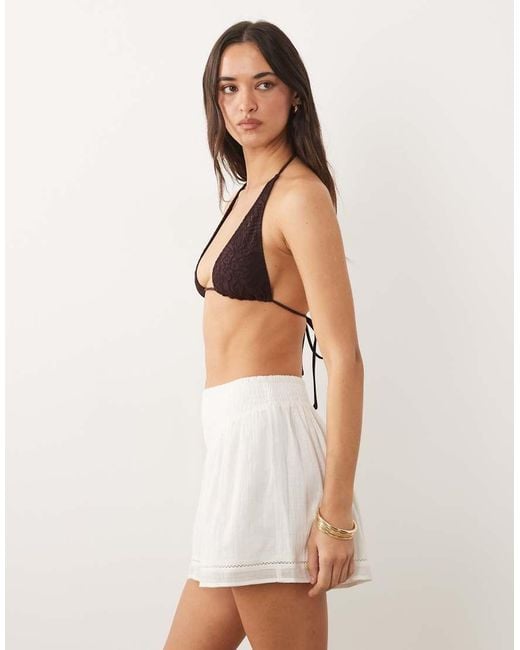 ASOS White Calypso Beach Short With Lace Trim