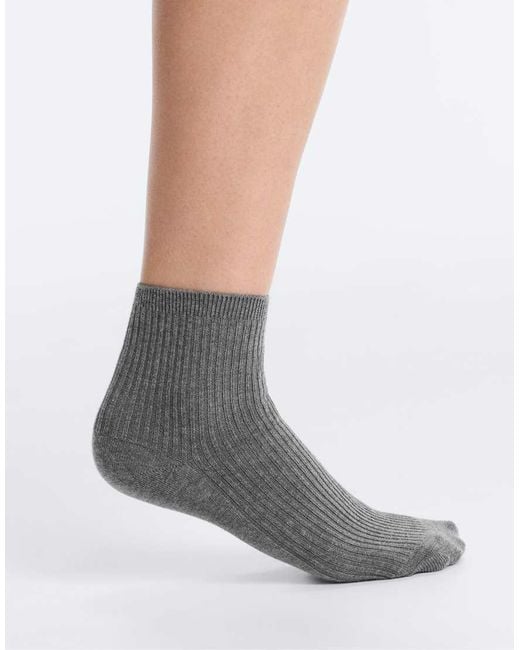 Oysho White 5 Pairs Of Classic Socks With Cotton