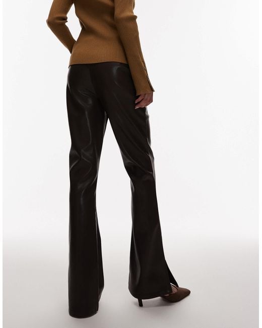 ASOS Natural Leather Look Slim Flare Trouser With Pintuck