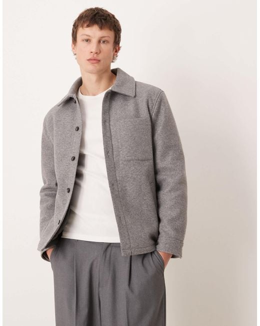 Mango Gray Oversized Shacket for men