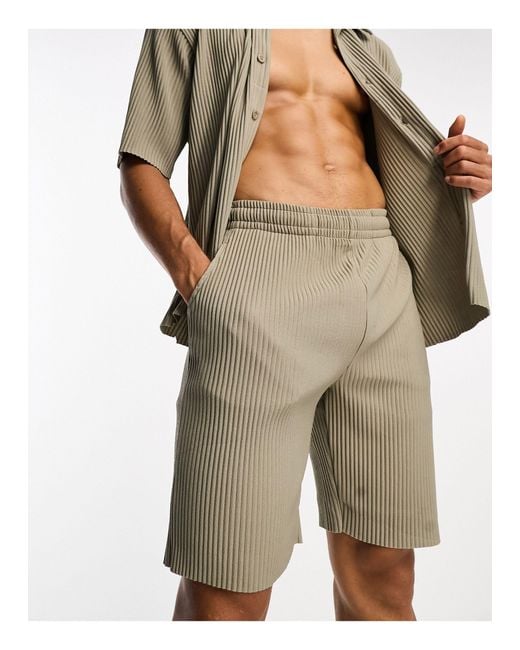 Only & Sons Natural Co-ord Ribbed Short for men