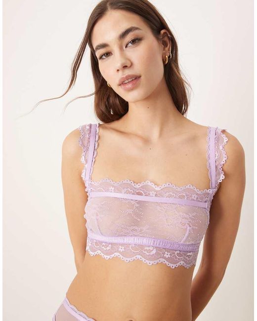 Bralette Corto De Encaje Ivy De -Morado ASOS de color Purple
