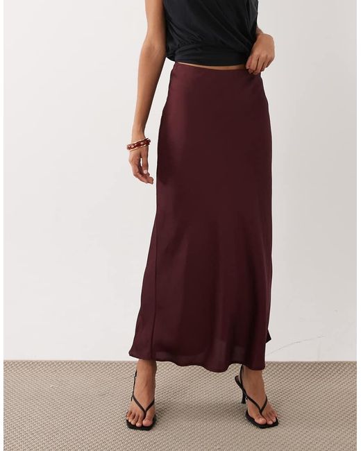 Vila Red Satin Maxi Skirt