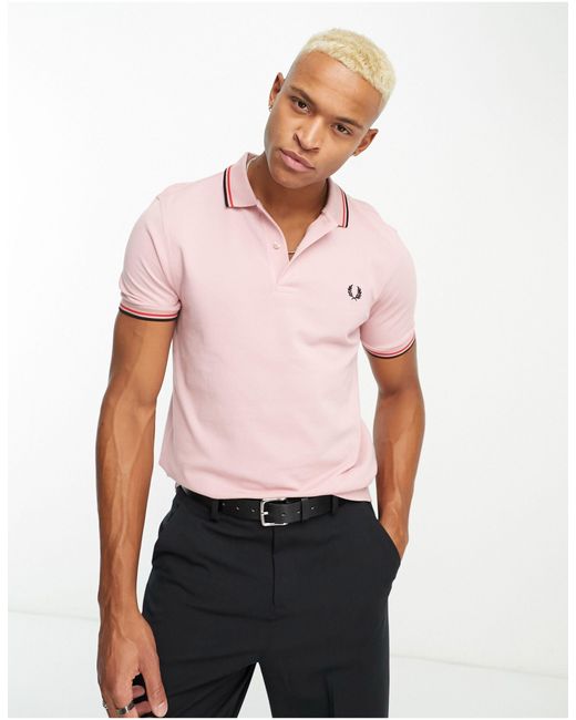Fred Perry Twin Tipped Polo Shirt in Red for Men | Lyst