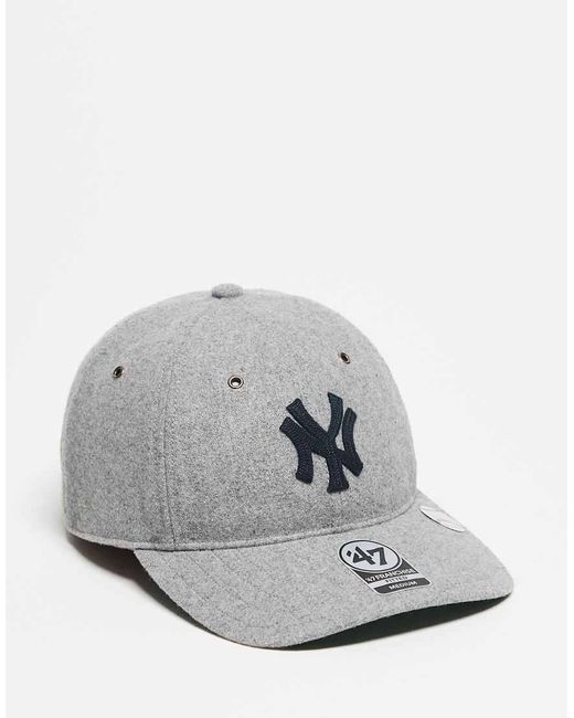 '47 White Ny Yankees Wool Clean Up Cap With Contrast Peak Detail