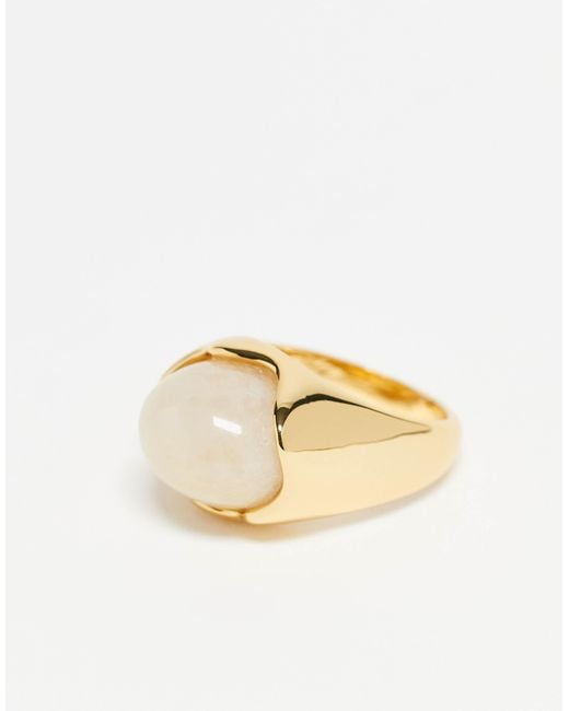 ASOS Natural – premium – ring mit bernstein-halbedelstein und 14-karat-vergoldung