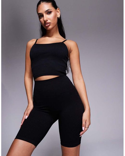 4505 Gray Icon Seamless Rib 8 Inch legging Short With Quick Dry