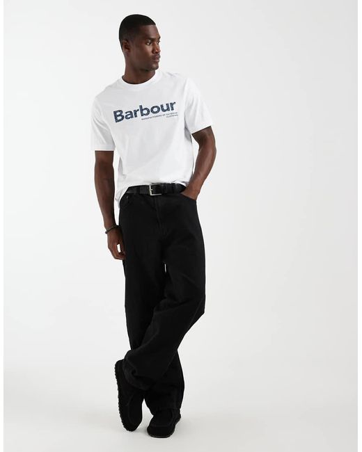 Barbour White Milburn Short Sleeve Relaxed Logo T-Shirt for men