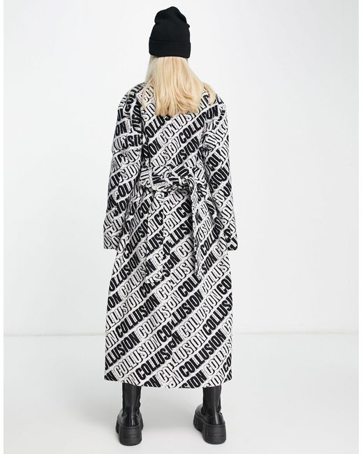 Collusion Gray All Over Print Formal Coat
